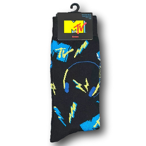 3/$20 MTV Music Television Retro Funny Novelty Crew Socks - NWT